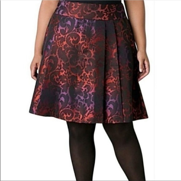 Lane Bryant EUC Purple-Multi, Jacquard, Pleated Skirt, Size 20 - Picture 2 of 4